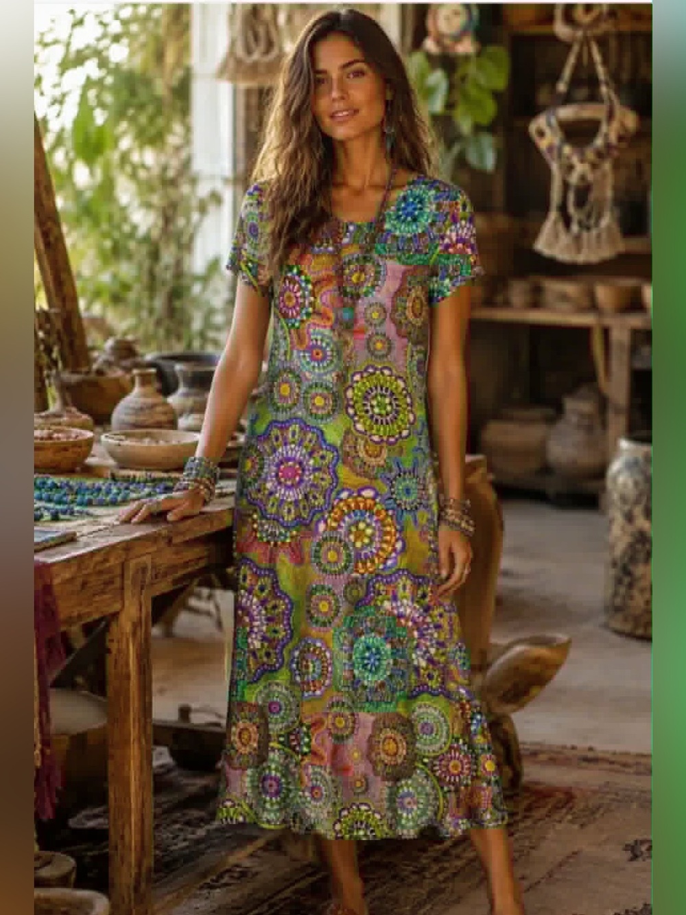 Johnny Was Janie Favorite Cap Sleeve Dress Vibrant Napperon Print Medium GUC